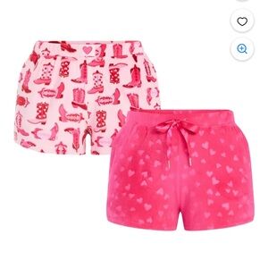 2 PAIR! Pink Heart and Western Print Women's Shorts